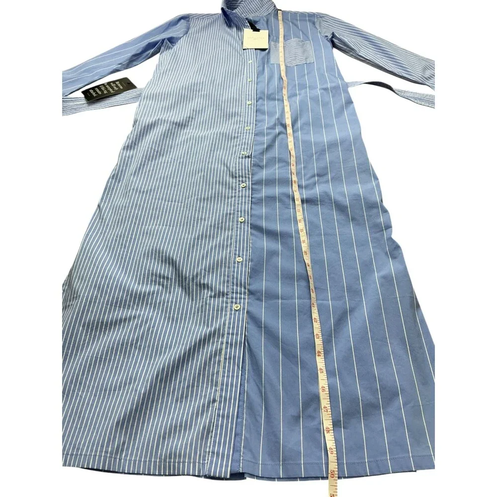 Pomander Place Chessie Stripe Maxi Shirt Dress Women's XS Blue White Belted NWT